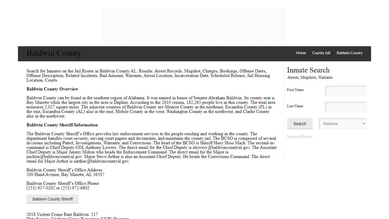 Baldwin County | Alabama Jail Inmate Search
